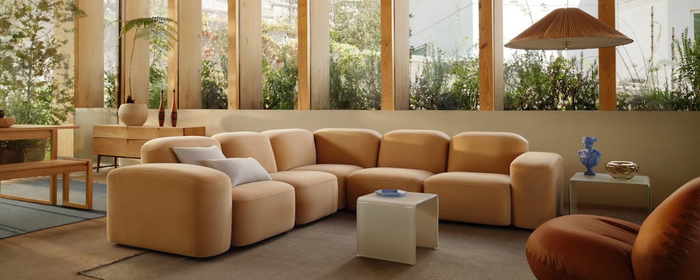 Muse Five Seat Corner Sectional in Dune Velvet